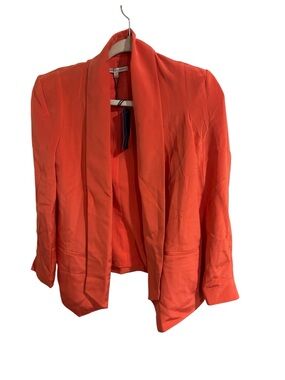 NWT Rebecca Minkoff Orange Asymmetrical Silk Blazer Jacket size 2 MSRP $378